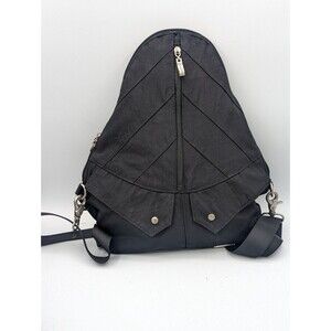 BAGGALLINI Traverse Convertible Sling Bag Backpack Triangle Shape Black Nylon